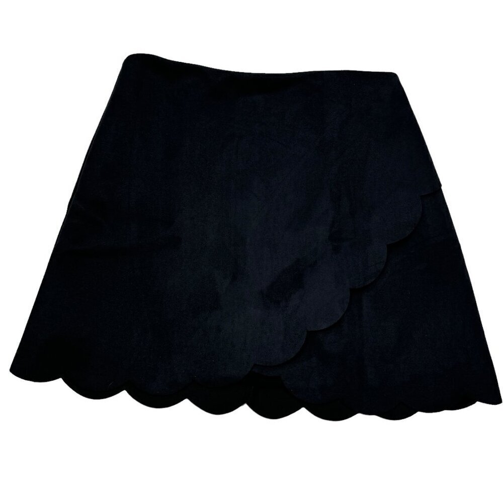 Victoria + Sophia Faux Suede Faux Wrap Scalloped Mini Skirt Women's Size Medium